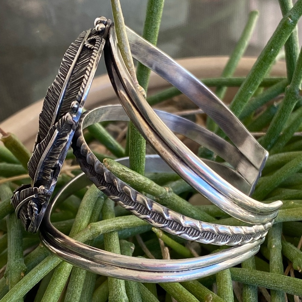 Fossilized Utah Clam Shell Sterling Cuff - image 3